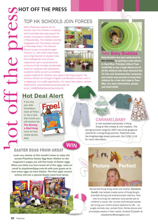 Magazine layout (Playtimes - a bilingual parental magazine)